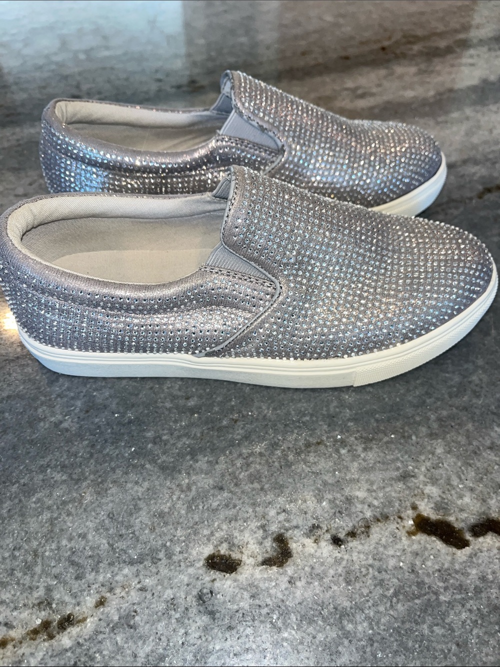 Steve Madden Silver Rhinestone Slip-On Sneakers - Picture 4 of 10